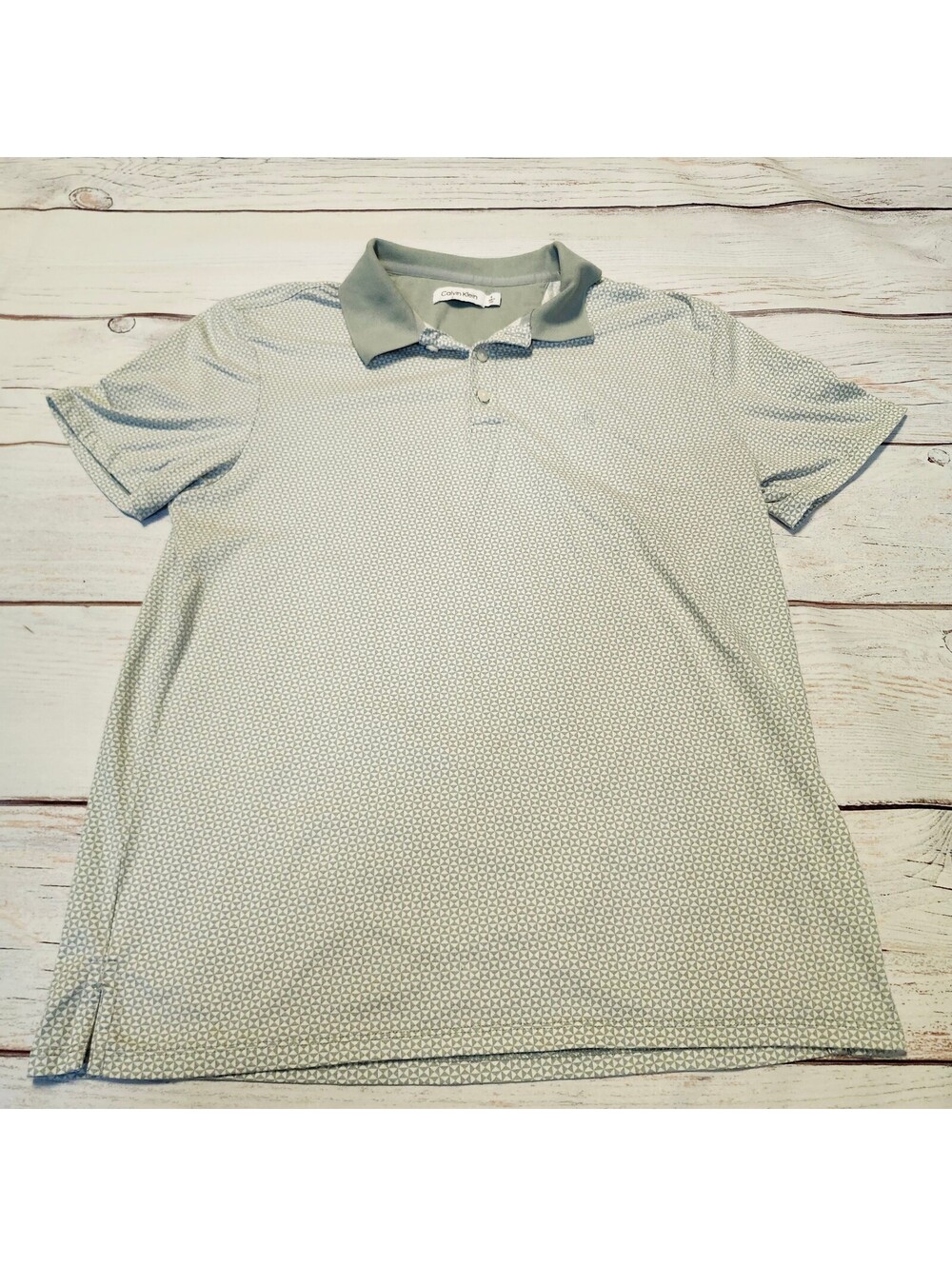 Calvin Klein Men's Polo Shirt Size M Light Gray Patterned